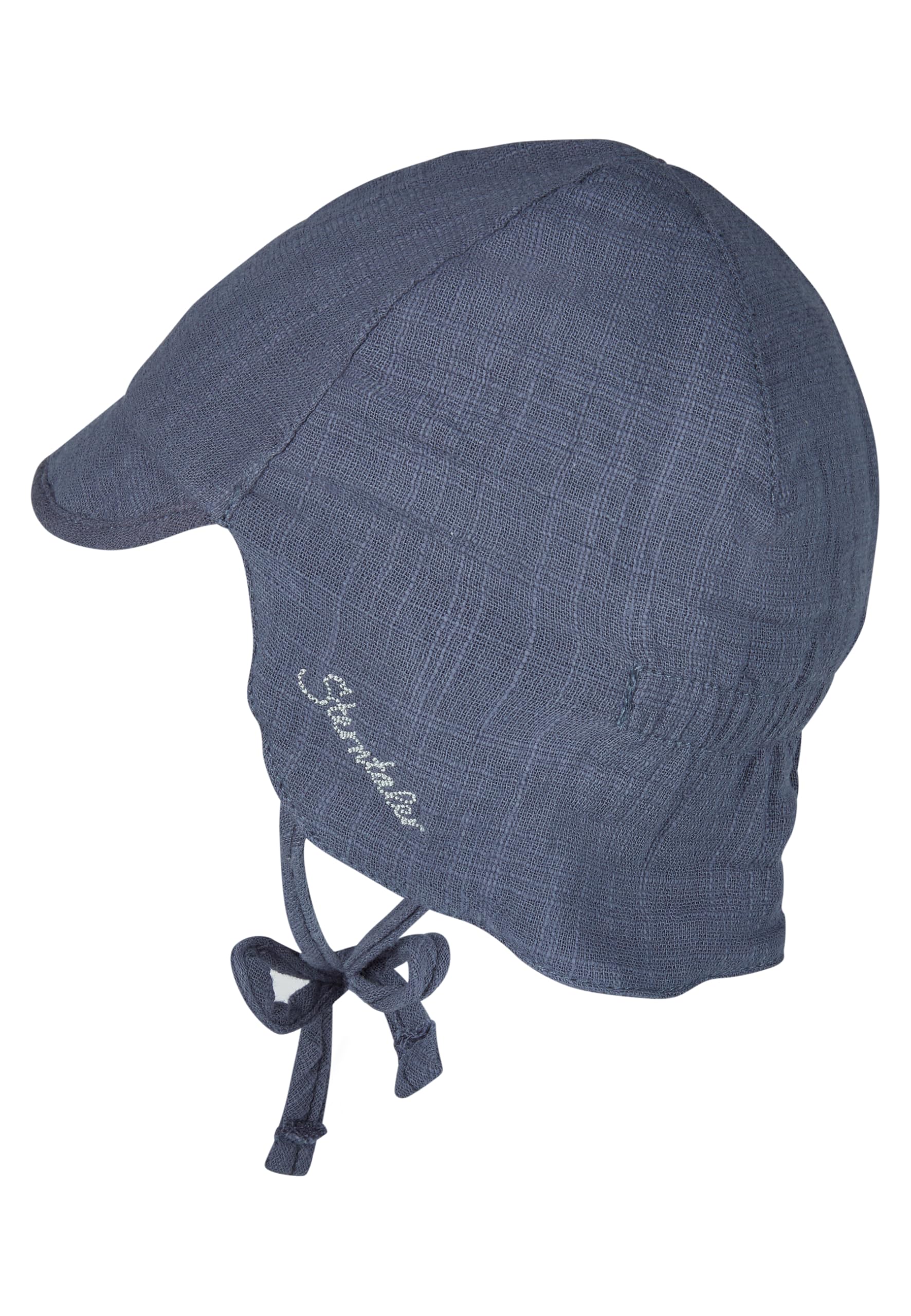 Sterntaler Schirmmütze Nacken Uni - Jungen Mütze mit kleinem Nackenschutz und Bindeband - Sommermütze aus luftigem Baumwoll Musselin - Sonnenhut - Baby und Kinder Kopfbedeckung