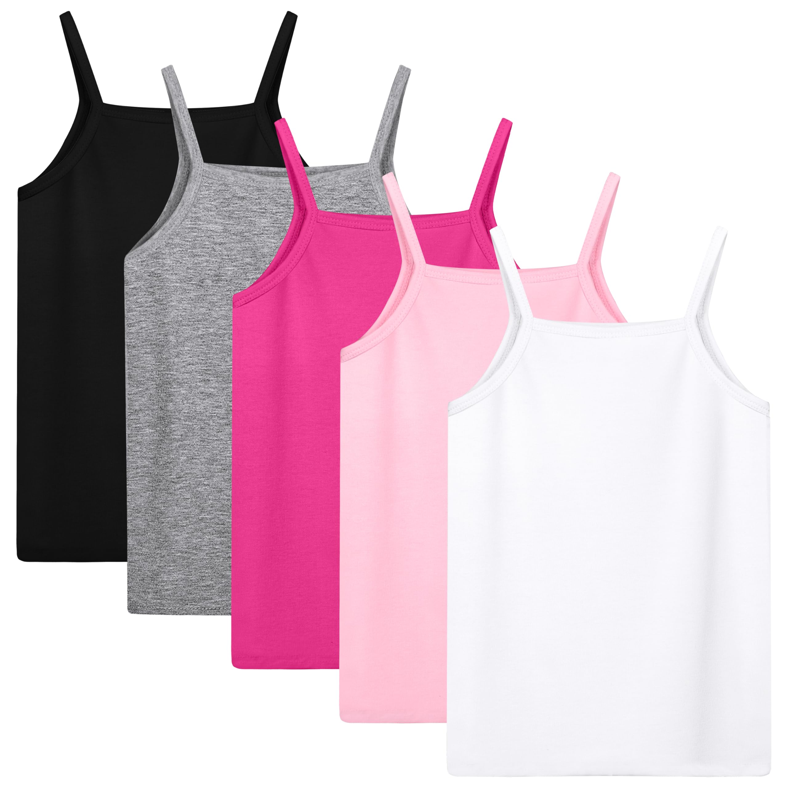 Cooraby 5 Pack Girls Tank Tops Soft Solid Sleeveless Cami Undershirts