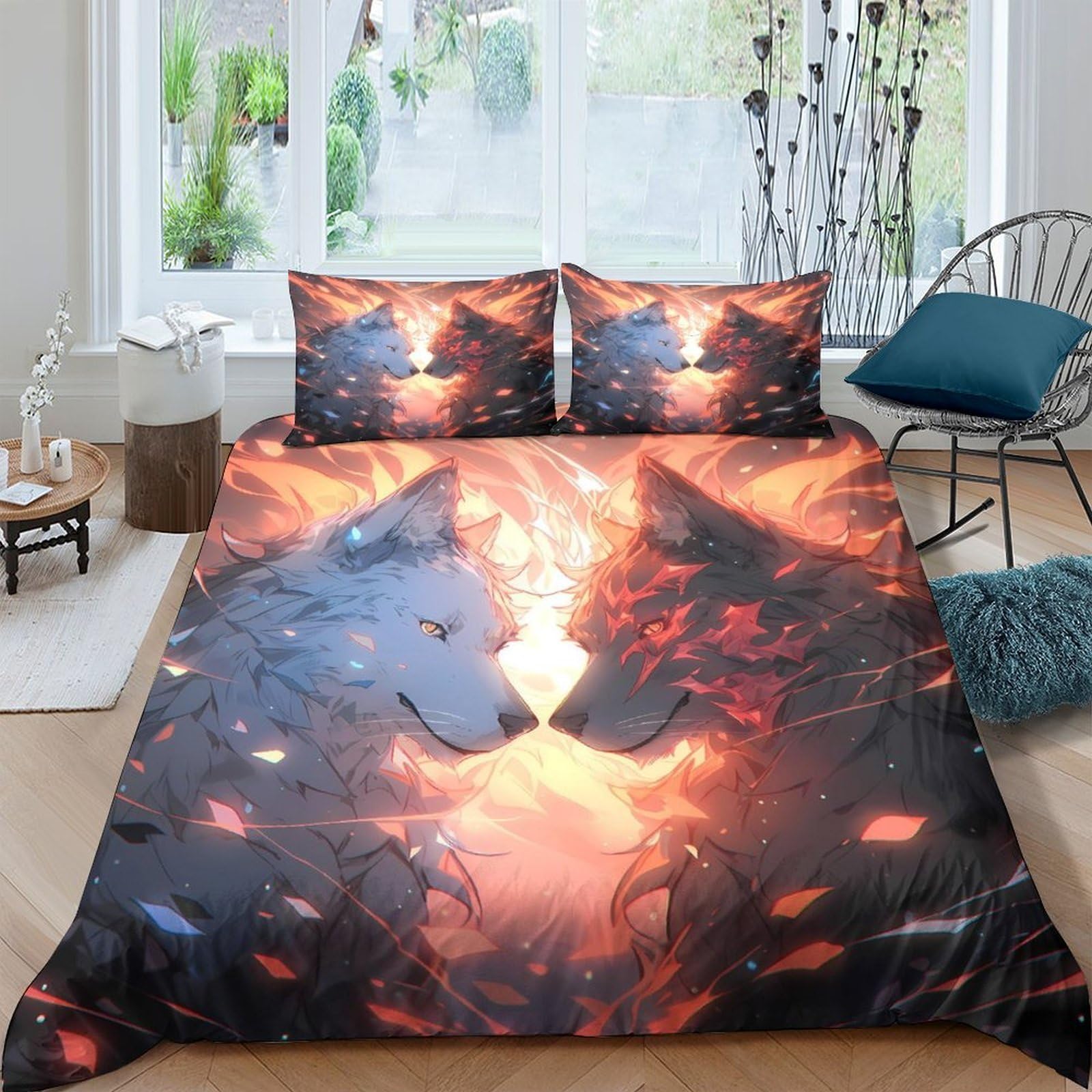 Ctjqhvkz Style-7 3D Printed Fire Lion Fitted Sheet Microfiber Soft Breathable Flame Beast Mattress Cover For Bedroom Dorm Bed Protection Decor Single（135X200cm）