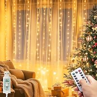 kolpop 3x3m LED függöny 300 meleg fehér lámpa távirányítóval, 8 üzemmód, időzítő, dekorációs fényfüzér 1
