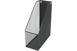 Extra Wide Black Mesh Steel Deluxe Magazine File Holder