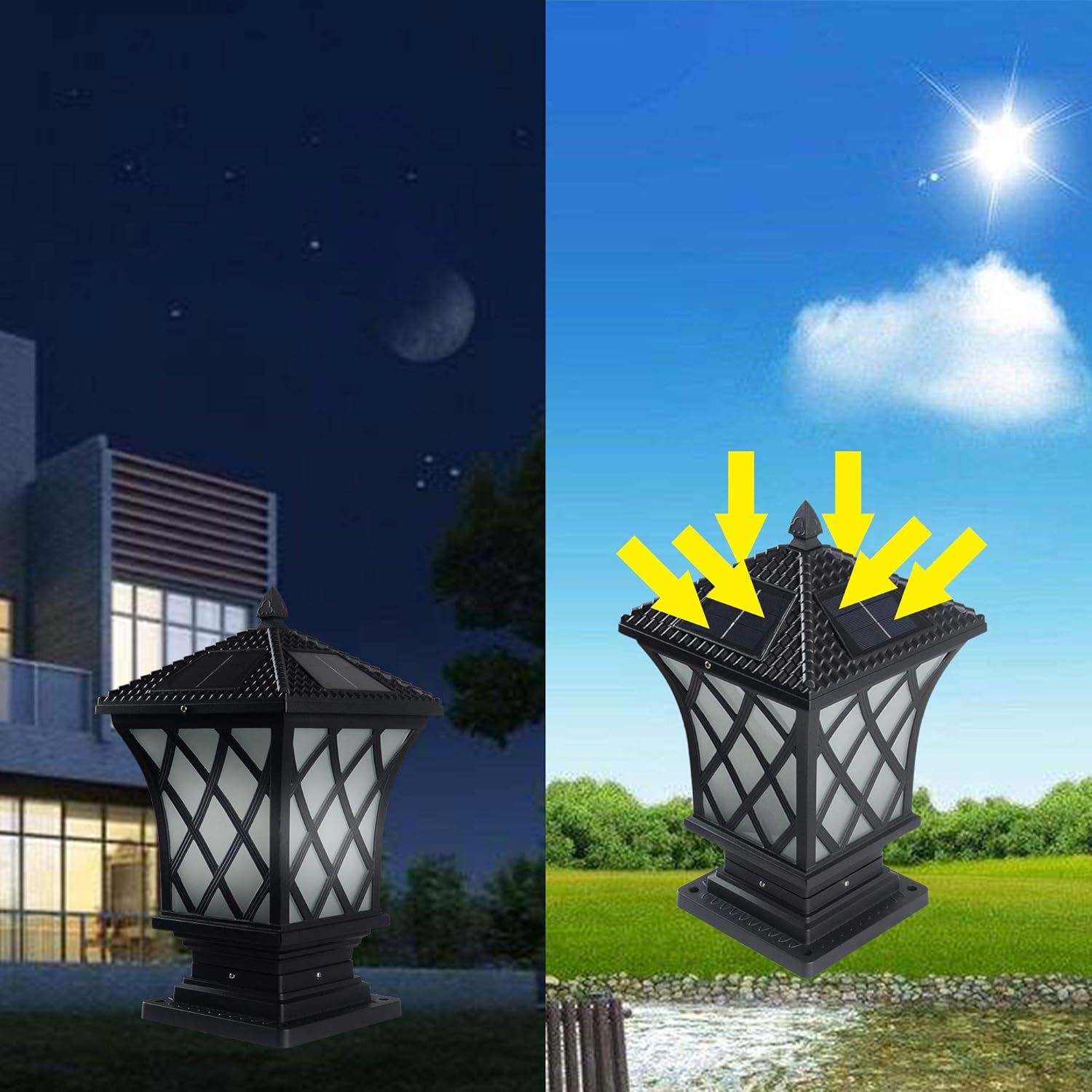 Kendal Large Outdoor Solar Powered LED Light Lamp (Black-8406)