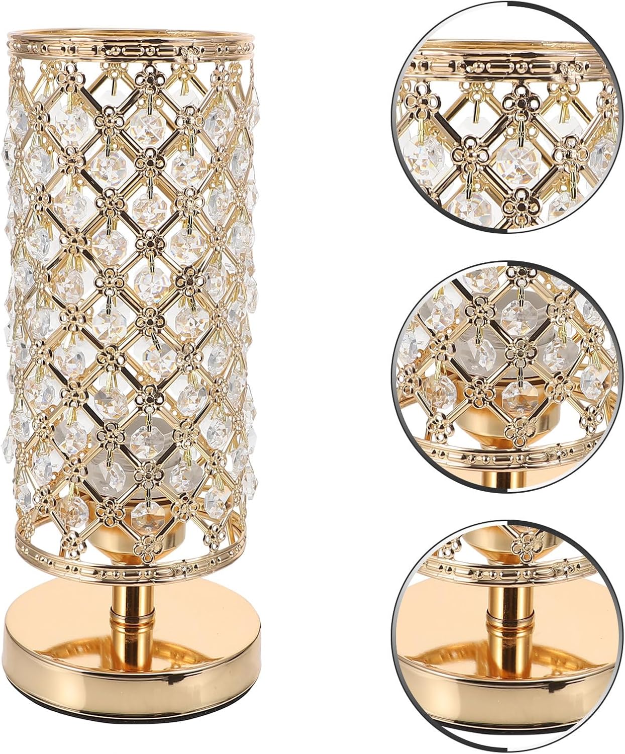 Delicate Crystal Decorative Desk Lamp with Stable Flat Base for Indoor Home Lighting and Elegant Bedroom Accent Metallic Button Switch US Plug for Living and Office Decor