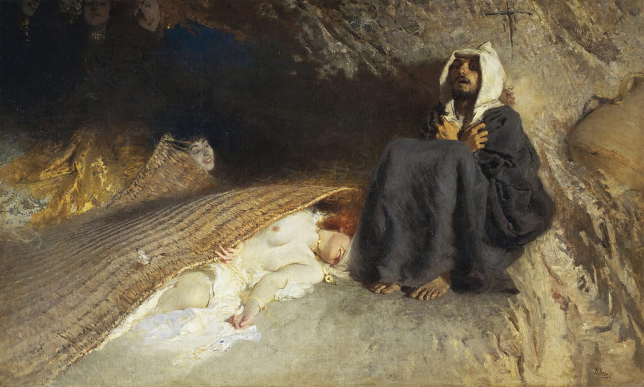 Artxlxxbn No Frame Famous Prints Artwork Pictures Poster Painting Art The Temptation By Domenico Morelli Artwork Landscape Pictures For Home Decor 60X90cm