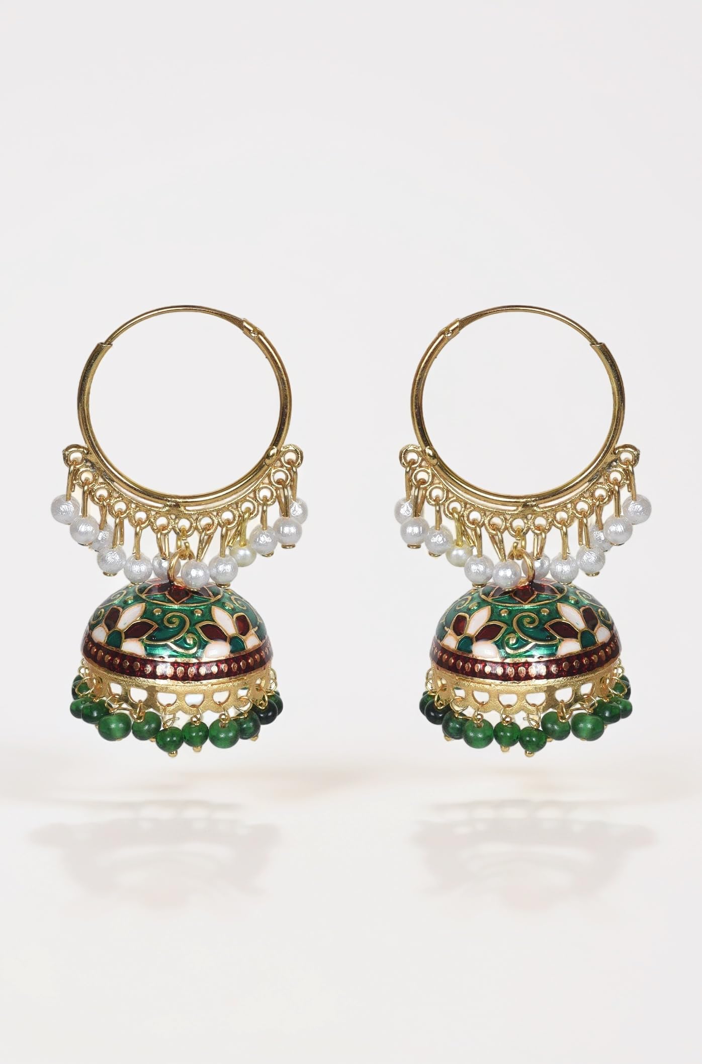 Nilu's Collection Gold Plated Chandbali Earrings with Pearls, Jhumka Style, Latest Stylish Traditional Hoop Jhumki Earrings for Women & Girls