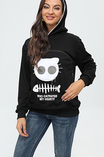 Miniatura 4 de BOMBAXCEIBA Bolsa para mascotas con capucha para mascotas pequeña, bolsa para perros y gatos, sudadera con capucha y bolsillo de canguro, con orejas