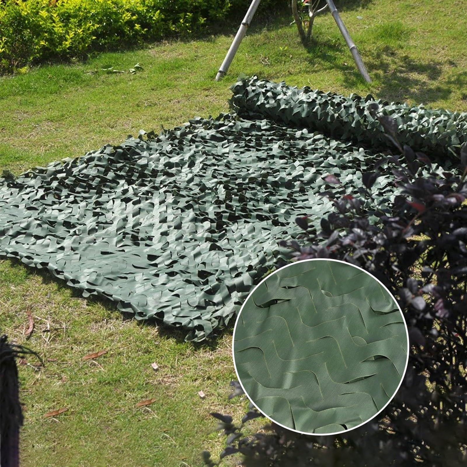 Red de camuflaje verde, 7 x 7 m, red de protección solar de caza reforzada, red de camuflaje decorativa militar, red de camuflaje para fotografía animal, protección de jardín