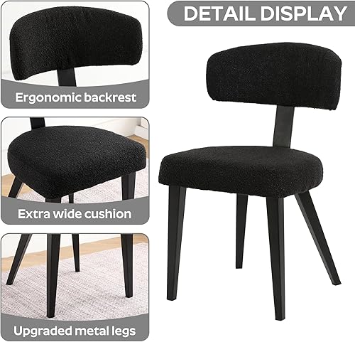 Miniatura 9 de Juego de mesa de comedor pequeña para 4, mesa de cocina redonda de 36 pulgadas con 4 sillas de comedor Teddy Boucle, parte superior de vidrio Todo