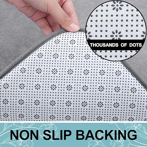 Miniatura 6 de Smiry Tapete de baño de espuma viscoelástica de 24 x 16 pulgadas, extra suave y absorbente, antideslizante, lavable para suelo, ducha y bañera,