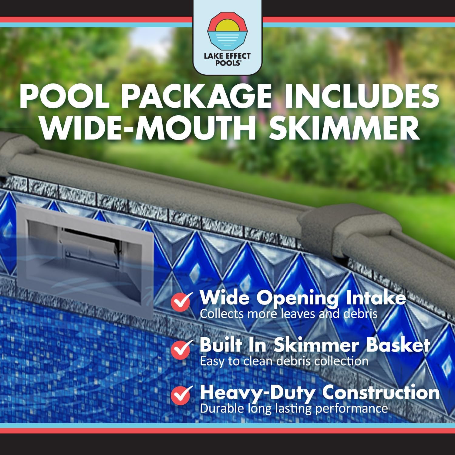 Lake Effect Pools 'Grand Cayman' 12 ft x 24 ft Oval Above Ground Swimming Pool | 52 Inch Strong Extruded Resin Components | Bundle Includes: 25 Gauge Overlap Liner & Widemouth Skimmer