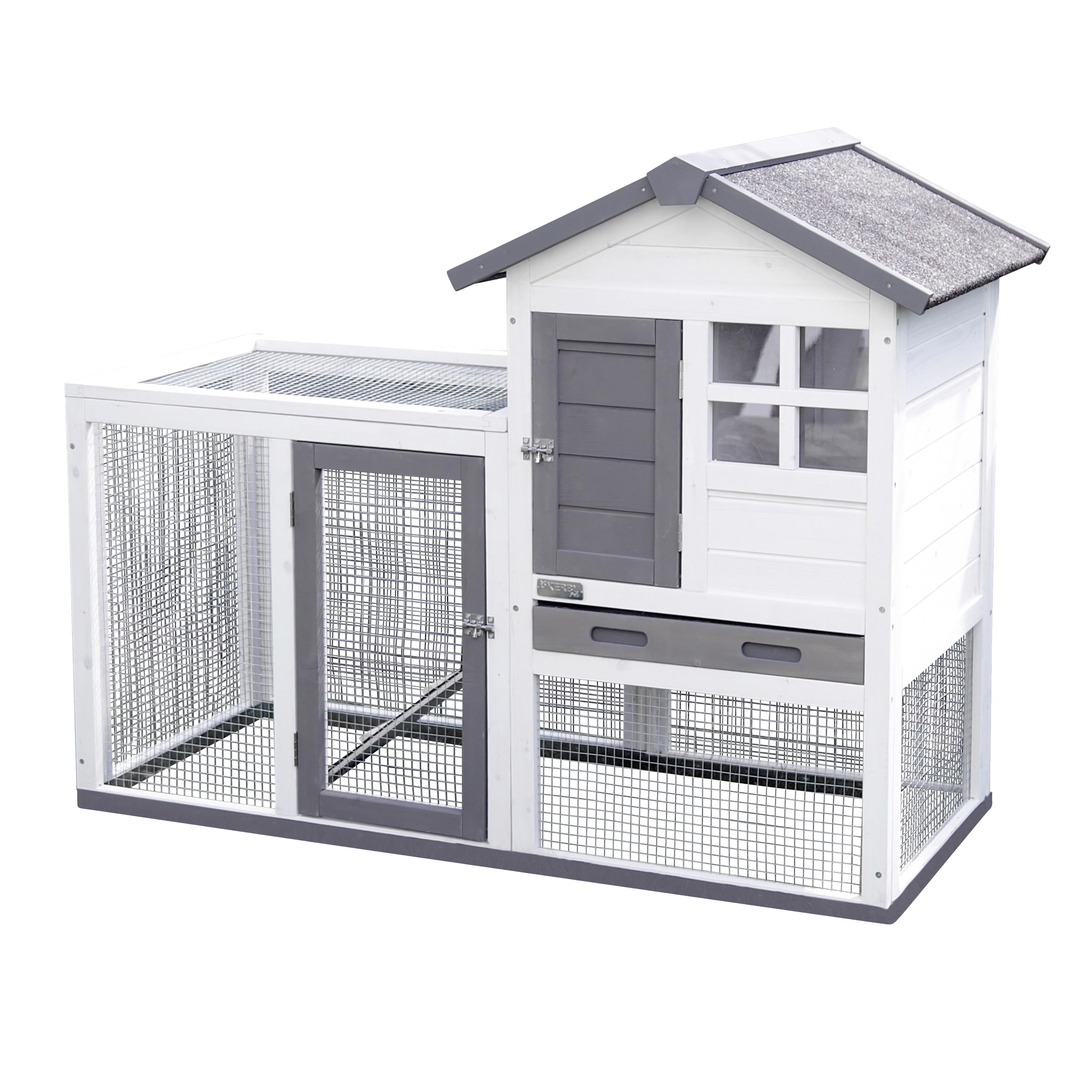 Kerbl Pet Nagerstall Freetime Luke, Kleintierstall, Nagerstall, 127x62x98cm, Holz, Hasen, Kaninchen, Meerschweinchen, wetterfestes Dach