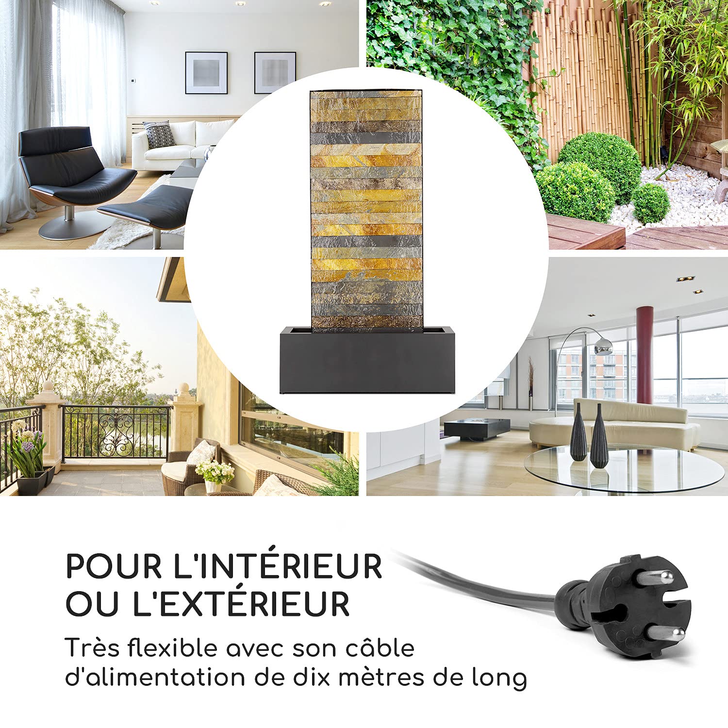 blumfeldt Raincastle - Fontaine de Jardin, intérieur/extérieur, Circulation d'eau Continue avec Loopflow Concept, 12 LED, Pompe de 8W, Indice de Protection IPX8 - Aspect Briques…