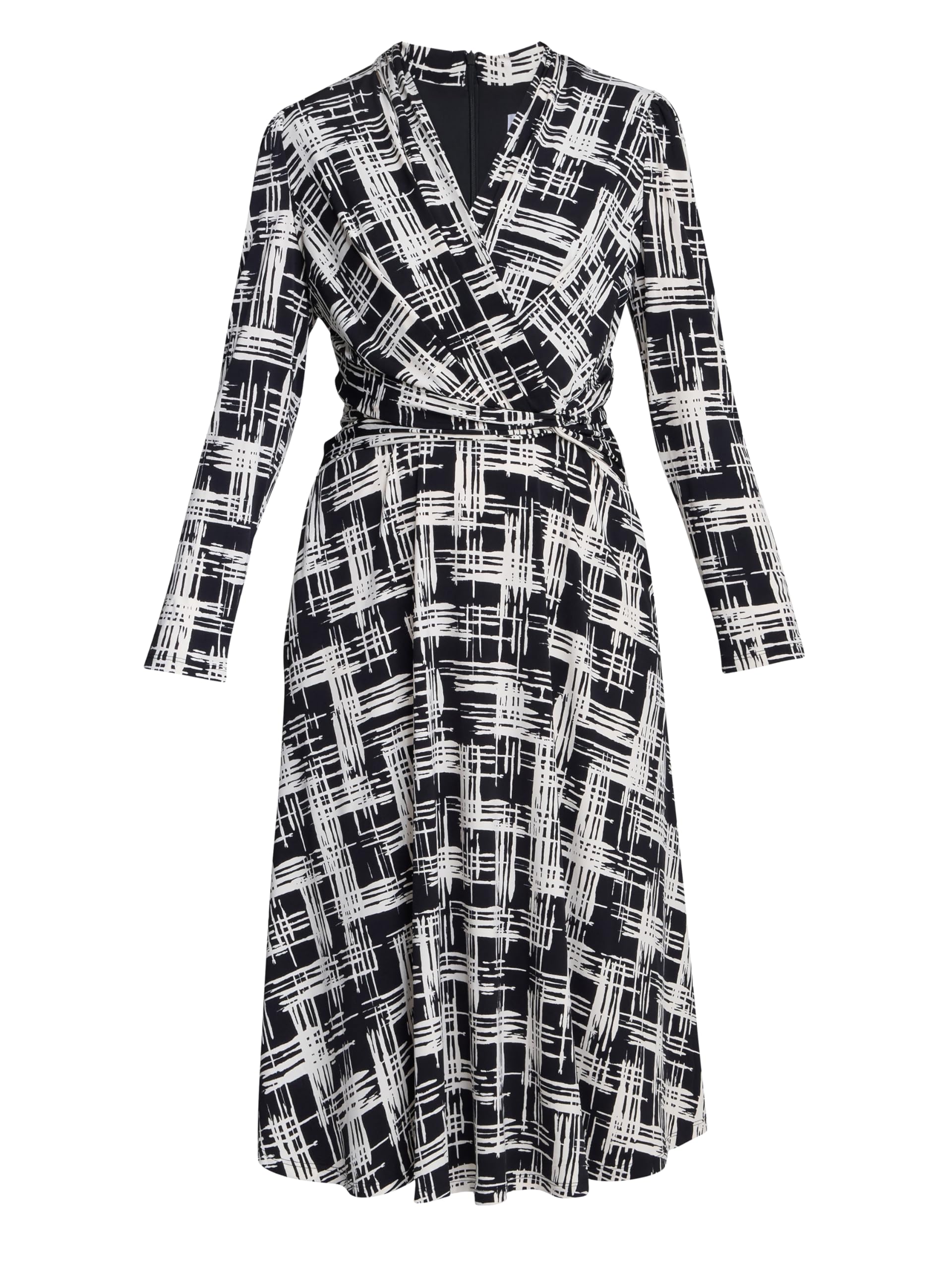 Gina Bacconi Women's Wrap Midi Dress Cocktail, Black/Cream, 18