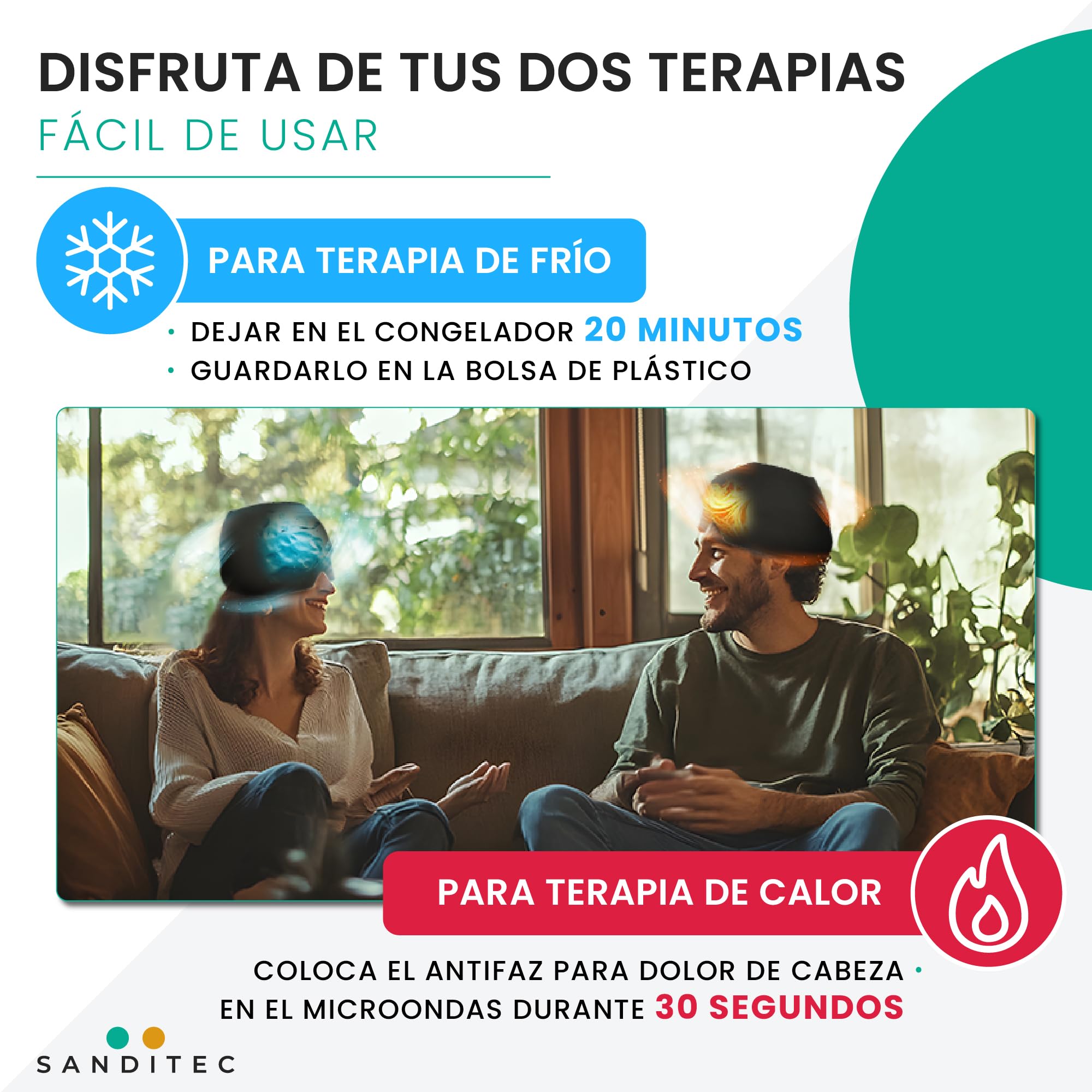Gorro migraña frío alivio inmediato. Gorro Migraña 360º Gorro Anti Migrañas Dolor de Cabeza Migrañas Máscara Migraña frío Antifaz Migraña Clip acupresión Gorro helado especial migrañas