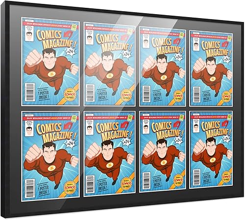 Miniatura 277 de Poster Palooza Marco de cómic con paspartú para 4 cómics de la era actual publicado después de 1985, marco de cómic negro para cómics de 6.875 x
