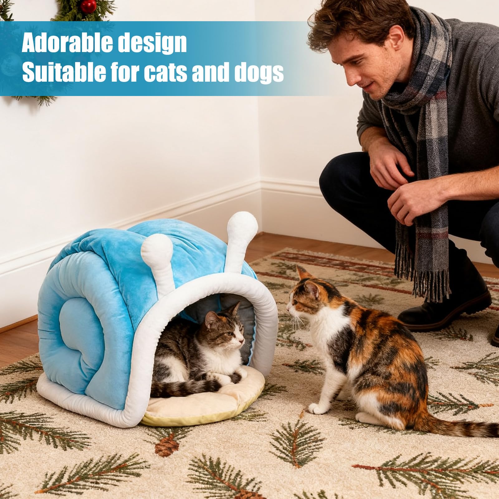 Cama Para Gatos Accesorios Para Mascotas Lindos Con Forma De Caracol | Cama Suave Para Gatos Para Exterior Invierno Viaje Coche Camping Escritorio Mesilla Ventana Sillón Sofá Ha