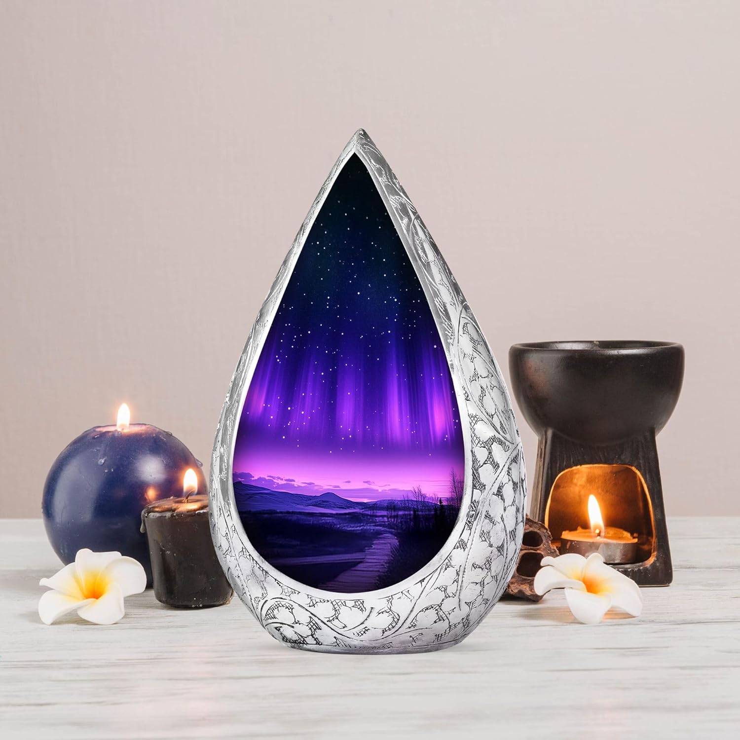 Northern Light Small Urns for Ashes Adult Man - Purple Urn for Mothers Ashes Keepsake Cremation Holder - Decorative Mini Memorial Urn, Tiny Human Urns, Funeral Keepsake for Grand Parent 3 Inch