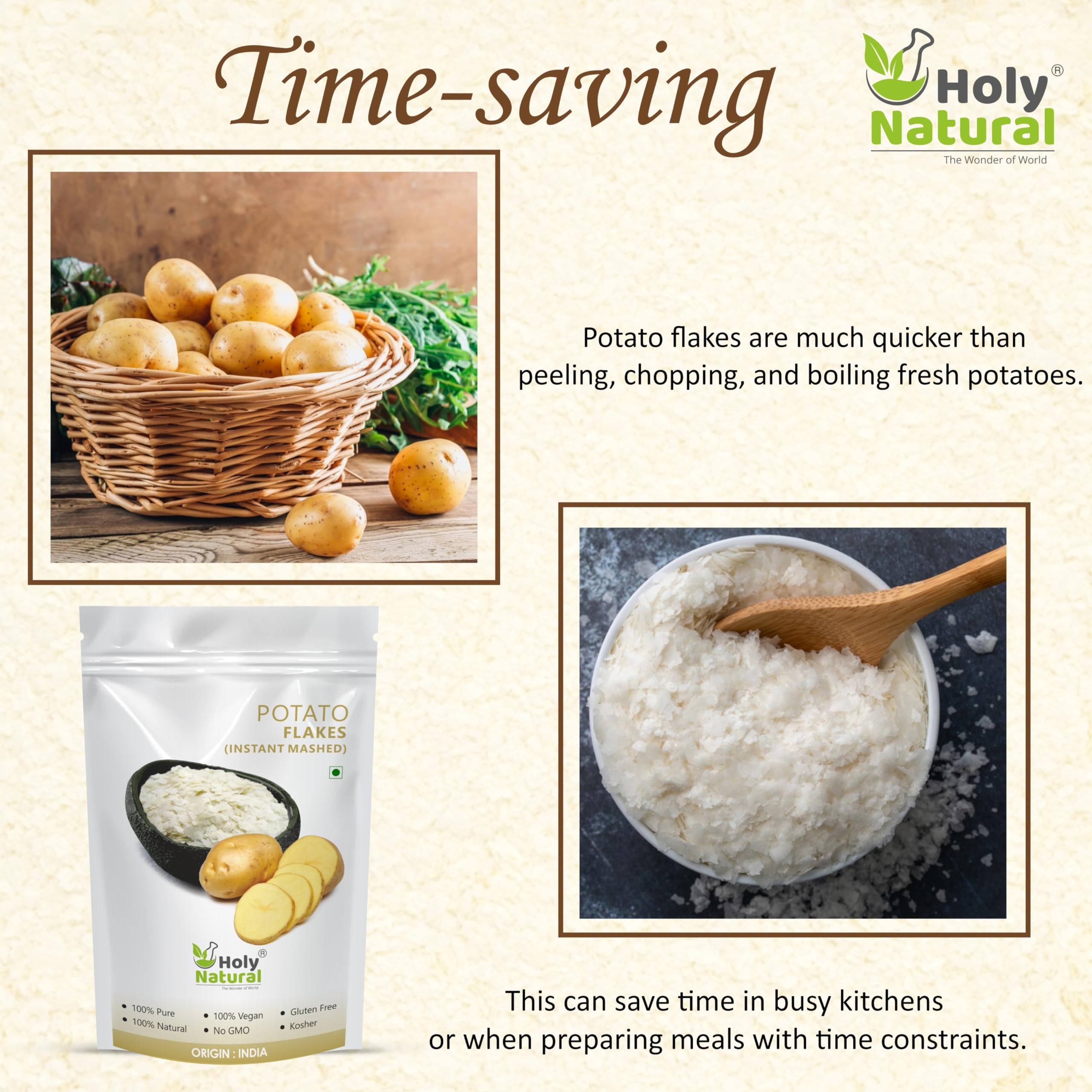 Holy Natural Potato Flakes (Dehydrated) 100 GM