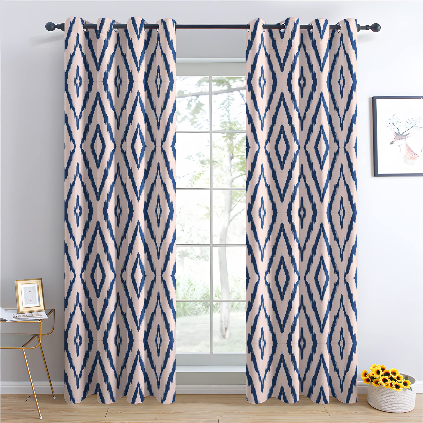 Cortinas opacas de poliéster BUKITA, cortinas decorativas de 140x160 cm con ojales para sala