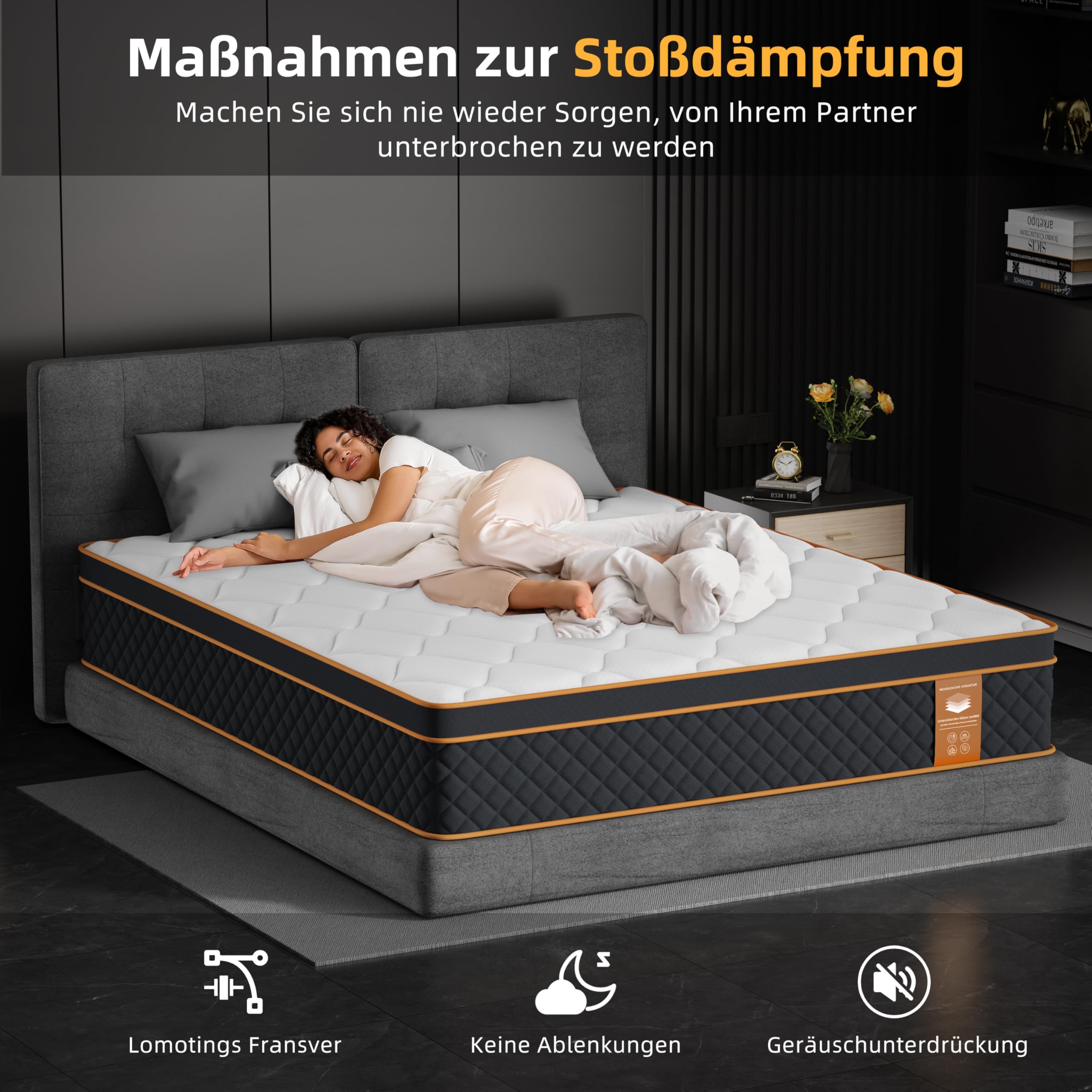 Matratze 140x200 cm, Taschenfederkernmatratze Härtegrad H3 mittelfest,Gewebe mit weicher Oberfläche, Rückenentlastende, Rollmatratze Höhe 25cm (140×200cm)