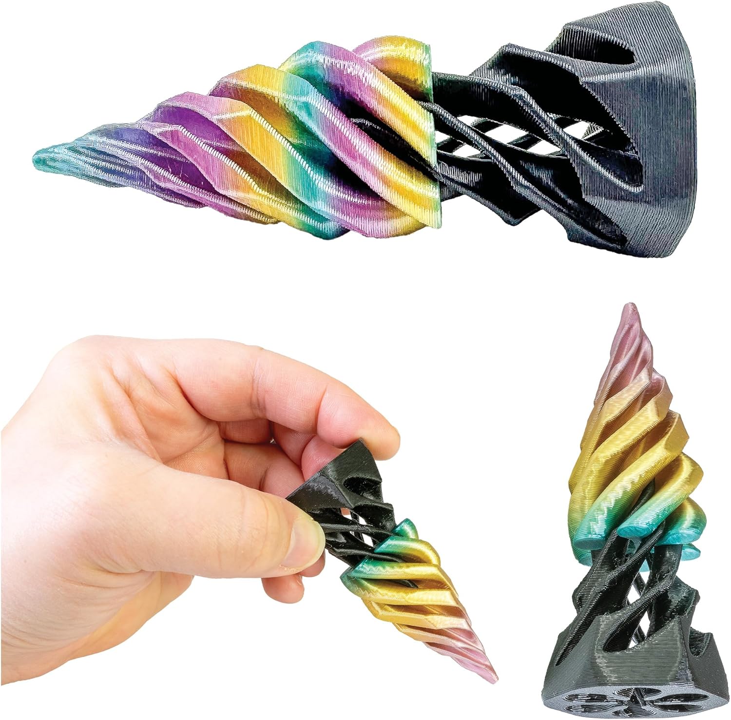 Raymond Geddes 3D Printed Spiral Cone Fidget Toys – Pack of 24 – Iridescent Stress Relievers for Kids and Adults