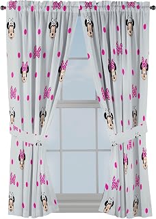Jay Franco Minnie Mouse Window Curtains 4-Piece Grey Set