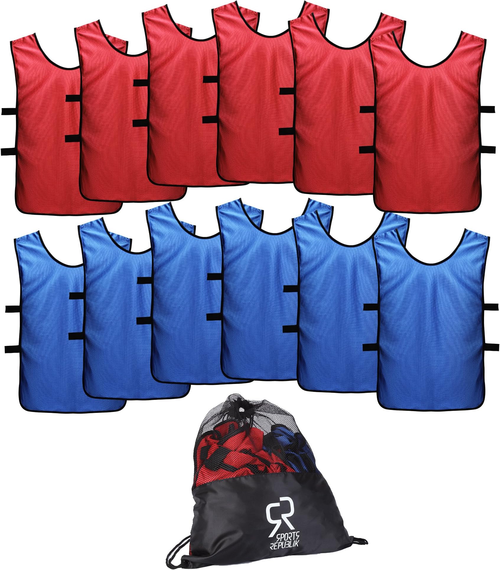 Pinnies Scrimmage Vests for Kids, Youth and Adults (12-Pack) - Soccer Pennies
