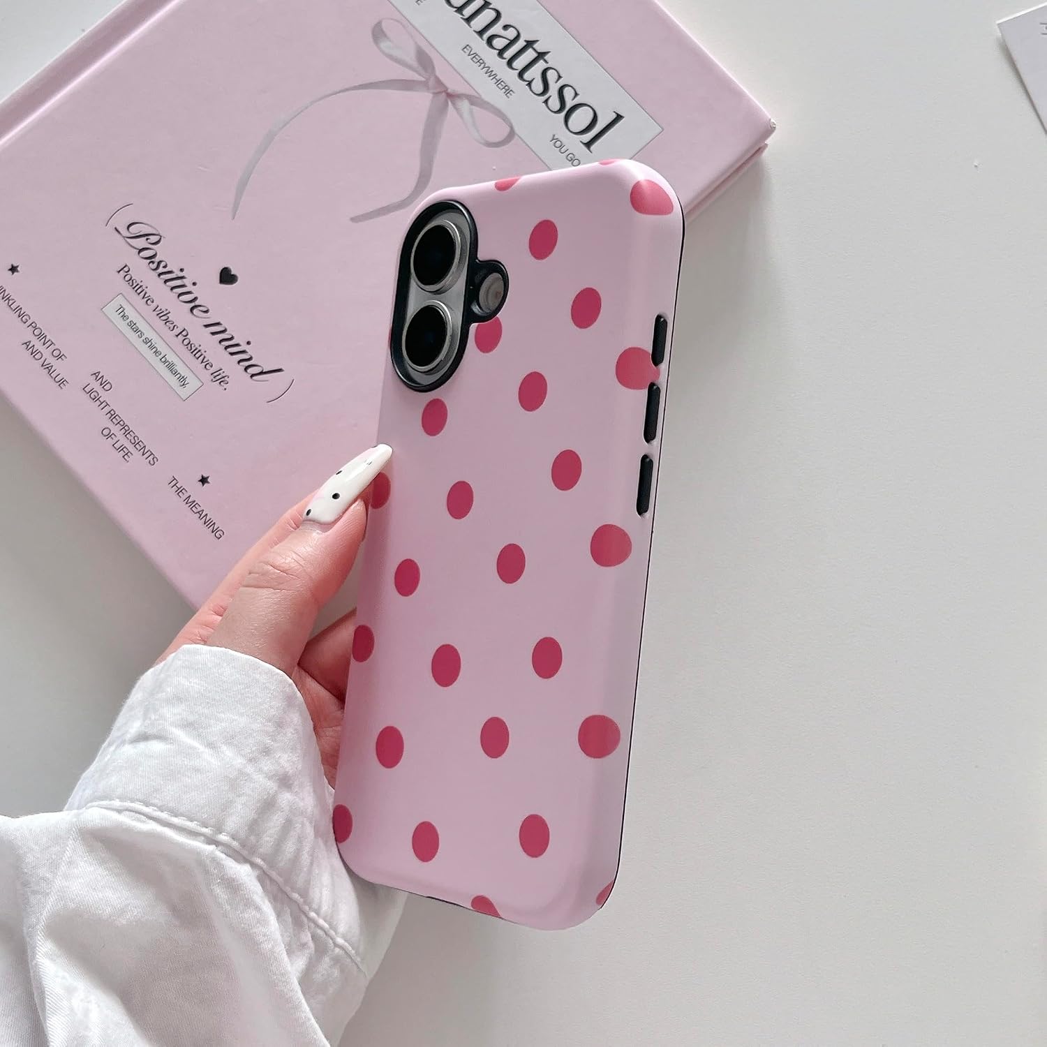 Pink Polka Dot Phone Case for iPhone 17, Cute Retro Colorful Protective Cell Phone Case for Women Girls, Slim Shockproof Camera Cover (Pink, for iPhone 17) image 5