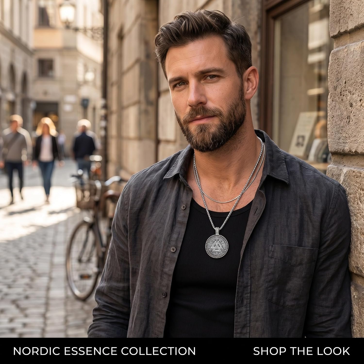 Norse Viking Rune Necklace with Adjustable Chains for Men Women Vintage Amulet Jewelry Gift with Box (Tree of Life Necklace 1)