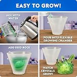 National Geographic Mega Crystal Growing Kit for Kids- Grow 6 Crystals with Light-Up Stand, Science Gifts for Kids 8-12, Crystal Making Experiment, Science Kit for Girls and Boys
