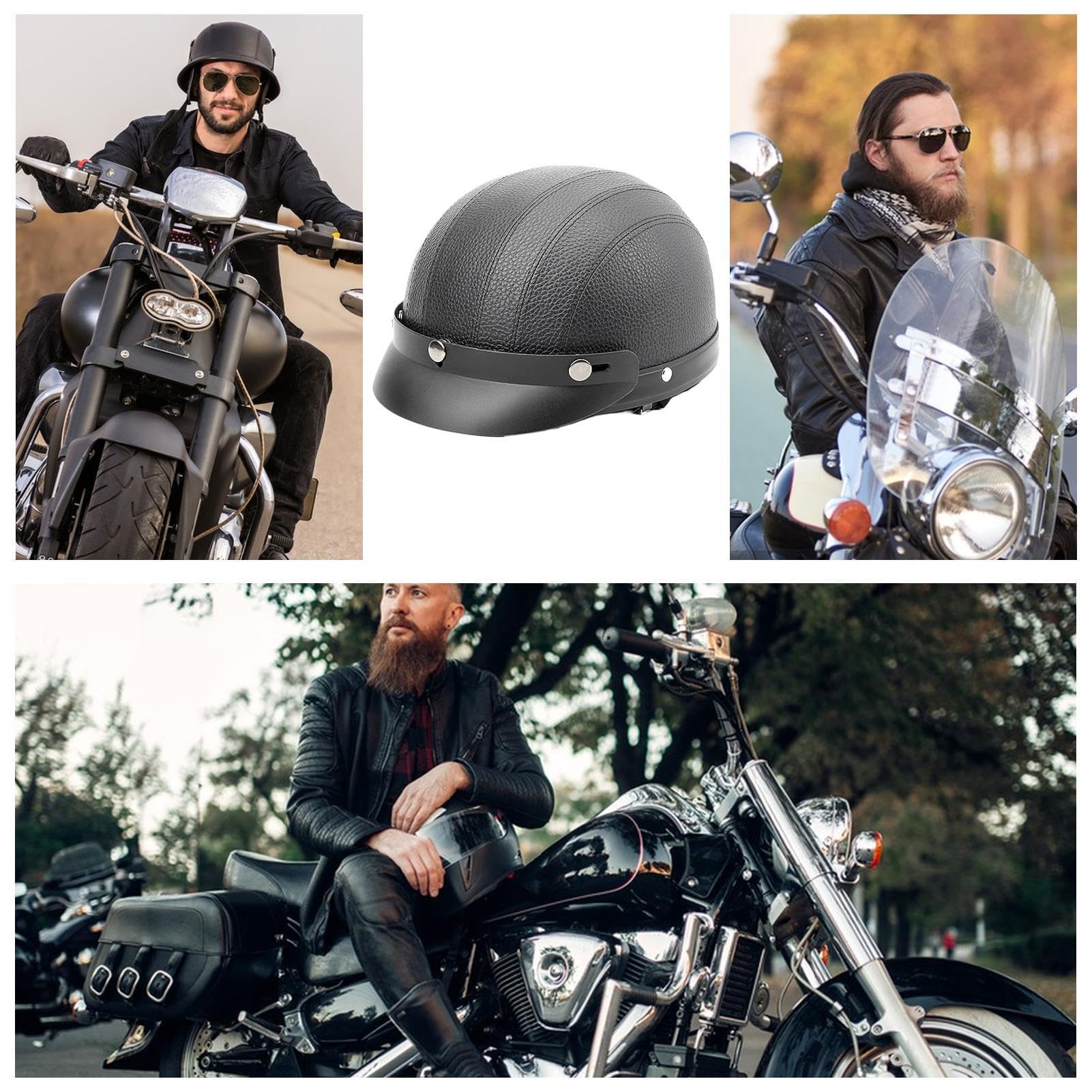 Kaski Półtwarzowe Retro Dla Mężczyzn I Kobiet Z Ciepłymi Nausznikami I Rondem - Idealne Do Skuterów I Motocykli