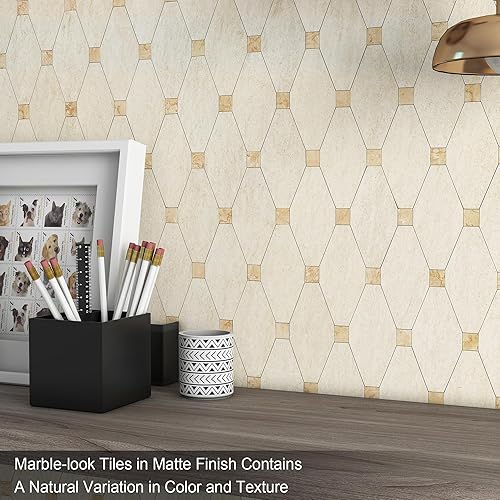 Miniatura 4 de BeNice Adhesivos de azulejos hexagonales de mármol para cocina, azulejos de mármol hexagonales para baño (5 unidades, gris)