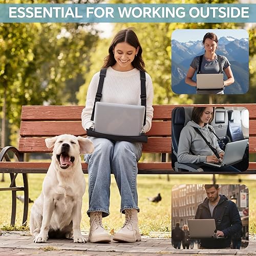 Miniatura 6 de Arnés para laptop para caminar, portátil, portátil, soporte para portátil para tabletas de hasta 16 pulgadas, lectores electrónicos, bloc de notas,