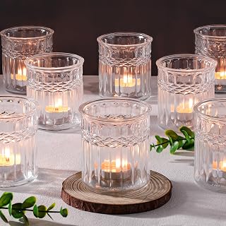 8pcs Votive Candle Holders, Large Tea Light Candle Holder for Table Centerpiece, Clear Glass Candle Holder for Boho Home Decor, Wedding Decor