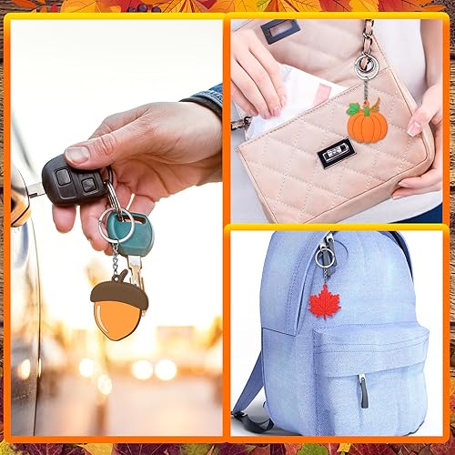 Miniatura 6 de Geetery 36 llaveros de fiesta de Acción de Gracias, regalos a granel, paquetes de regalos de fiesta de Acción de Gracias, hojas de calabaza, regalos