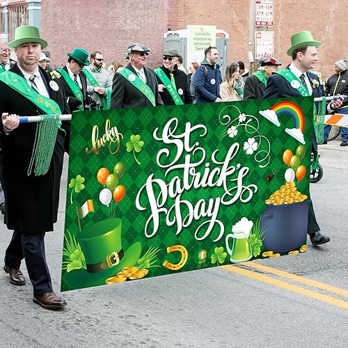 Miniatura 6 de YQUQWN, Cartel del Día de San Patricio para decoraciones del día de San Patricio, extragrande, 72 x 44 pulgadas, telón de fondo del día de San