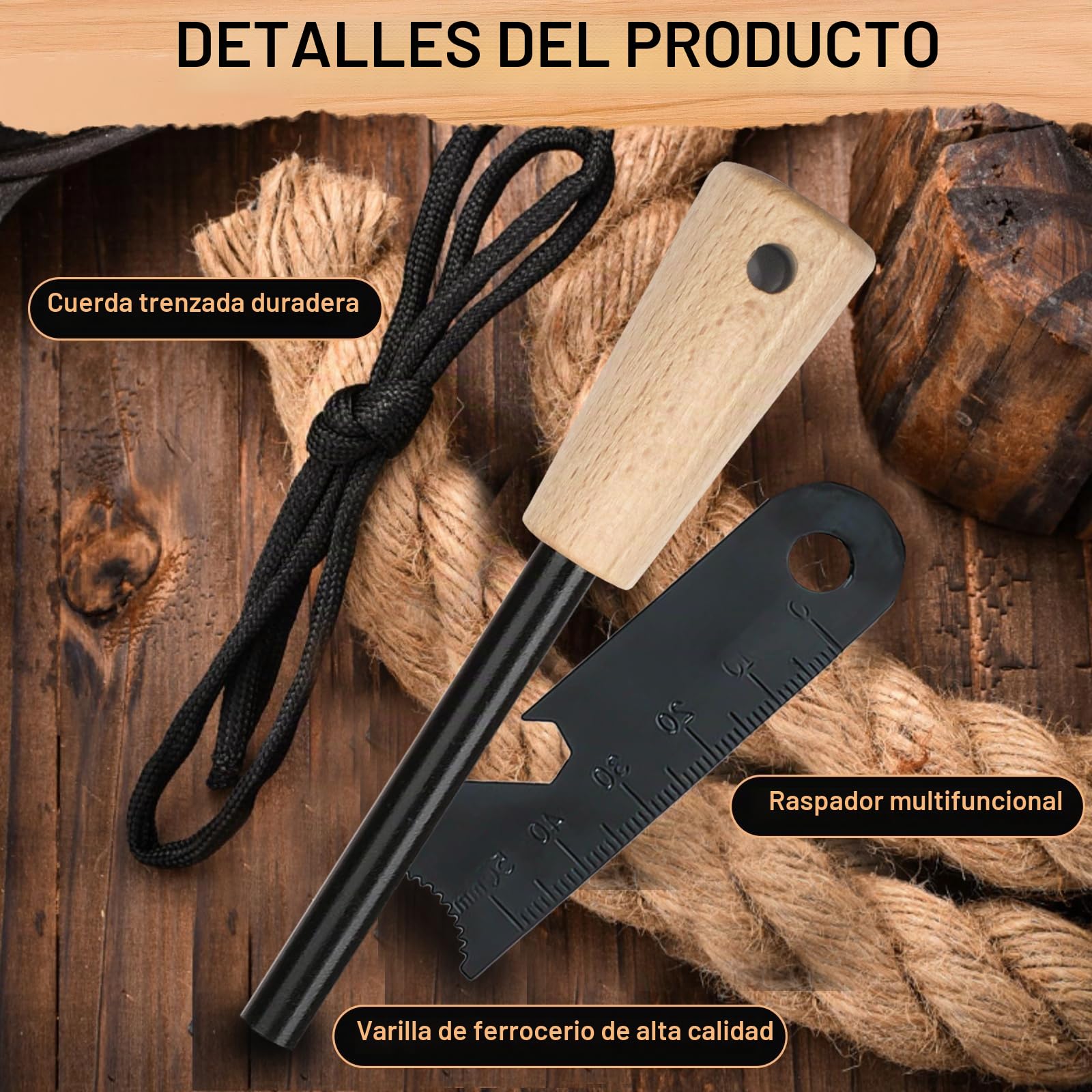 Pedernal Supervivencia Profesional Acero para Fuego Multiusos Camping Aire Libre