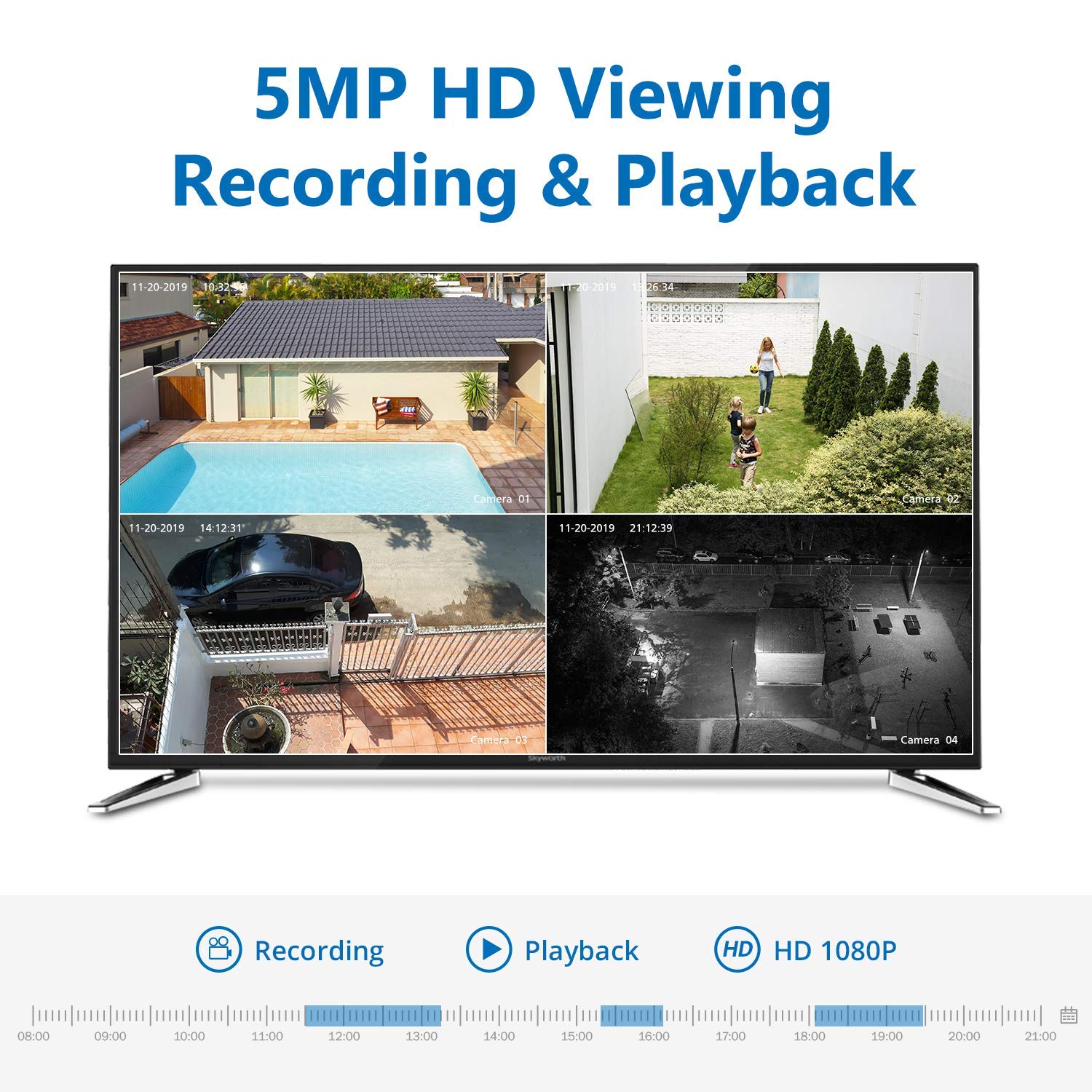 SANNCE 2 Telecamere PoE Esterno Bullet IP 5MP con Rilevamento di Persone, Audio Bidirezionale, 36pezzi IR-LED Visione Notturna 30m, IP66 Impermeabile, Alloggiamento in Metallo