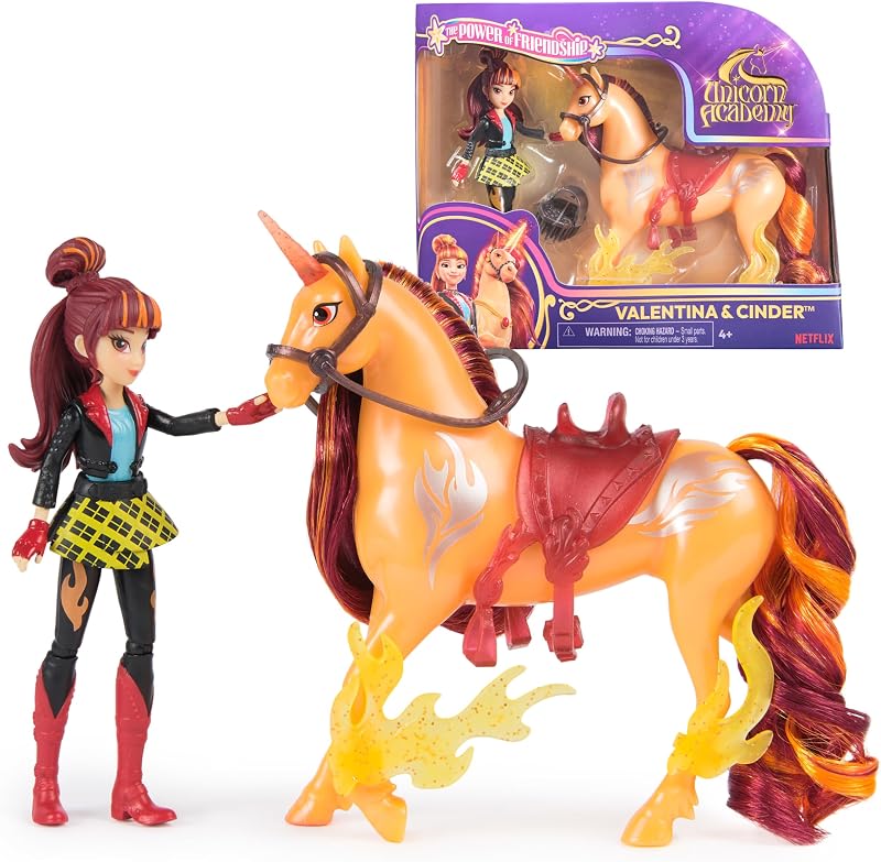 Unicorn Academy - L'Ecole des Licornes - Licorne Cinder + Poupée Valentina - Licorne, Poupée Et Accessoires À Collectionner- Jouets Inspirés De La Série L'Ecole des Licornes - Jouet Enfant 4 Ans Et +