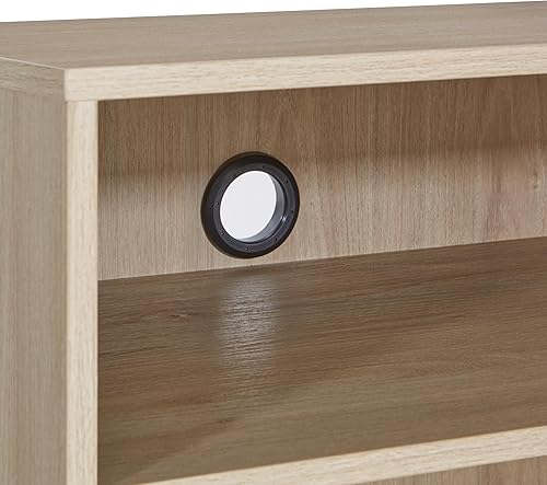 Miniatura 9 de OSP Home Furnishings Consola de soporte para tocadiscos retro con almacenamiento de álbumes, acabado de aliso noruego