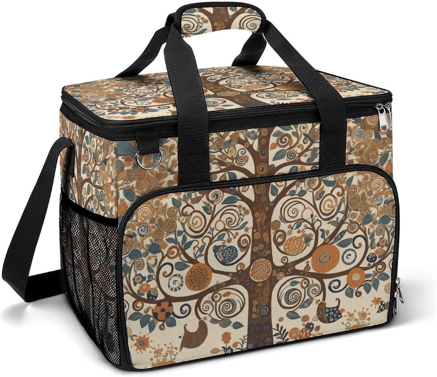 Insulated Picnic Backpack Tote Bag, Large Capacity 30L Tree of Life Cooler Bag Leakproof Beach Bags Portable Lunch Box Waterproof Picnic Basket for Beach Camping BBQ