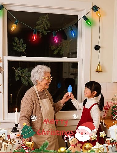 Miniatura 4 de C7 0.6W 26.5FT 25-lámpara Línea verde LED Transparente Cadena de cinco colores (vidrio)