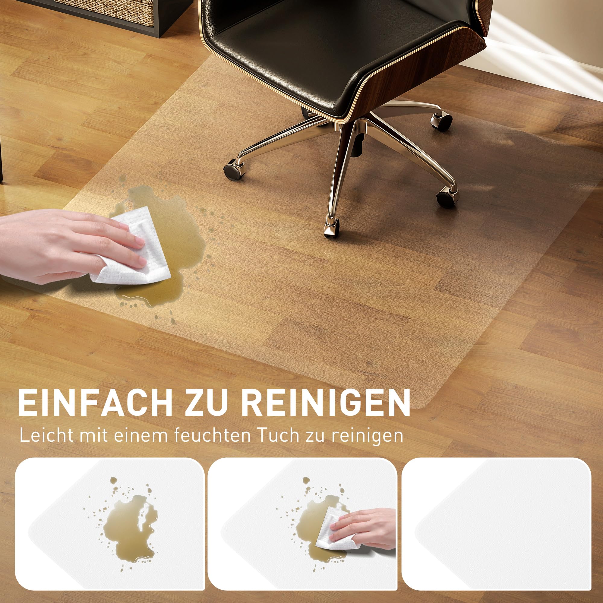 HOMCOM Bodenschutzmatte 120 x 120 cm Kratzfest für Hartböden Transparent | Bürostuhl Unterlage, Stuhlunterlage, Bodenmatte