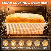 Vista 3 de 2.2lb Pullman Loaf Pan with Lid, Nonstick Carbon Steel Square Bread Pan for Baking Shokupan, Sandwich, Pain de Mie & Sourdough – Includes 6 Bonus