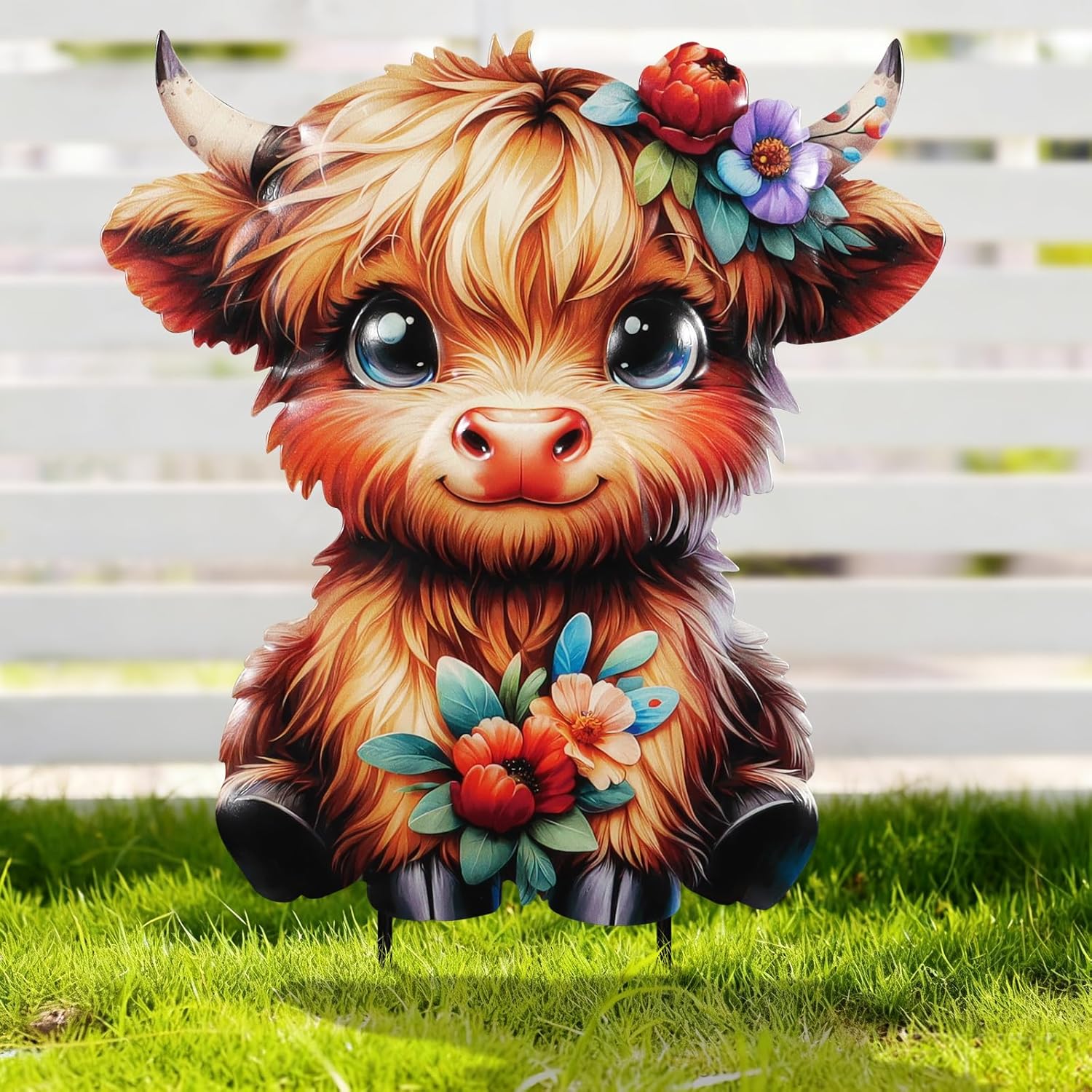 nawaza Highland Cow Metal Garden Stakes 12.6” Decorative,Outdoor Garden Highland Cow Decor Stake,Birthday Gifts for Mom Women,Decorative Metal Housewarming Ornament for Lawn Patio Yard Pathway.