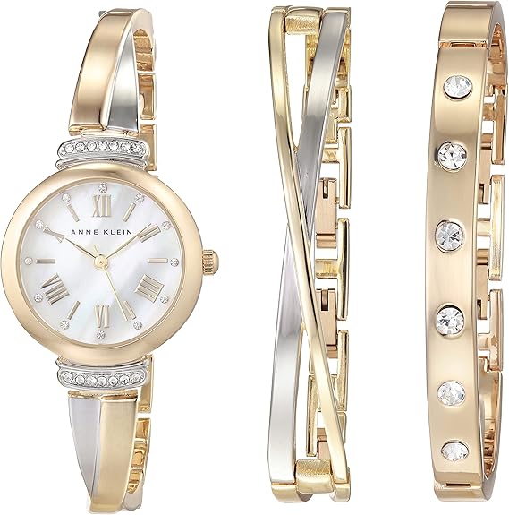 Anne Klein Women's Premium Crystal Accented Bangle Watch Set, AK/2245