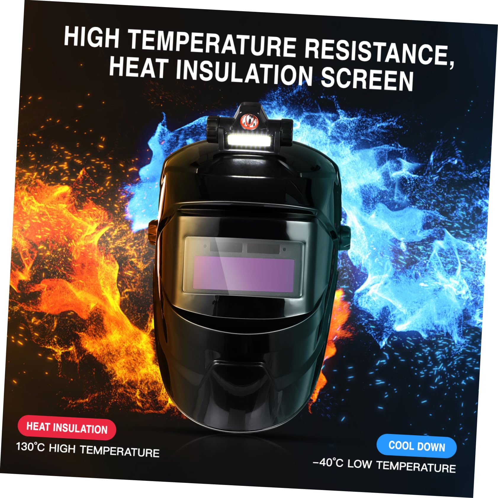 Maschera di Protezione per Saldatura Automatica, Schermo Grande | Nero Pp, Semimaschera Regolazione a Rotella, per Taglio e Carbon Arc Gouging