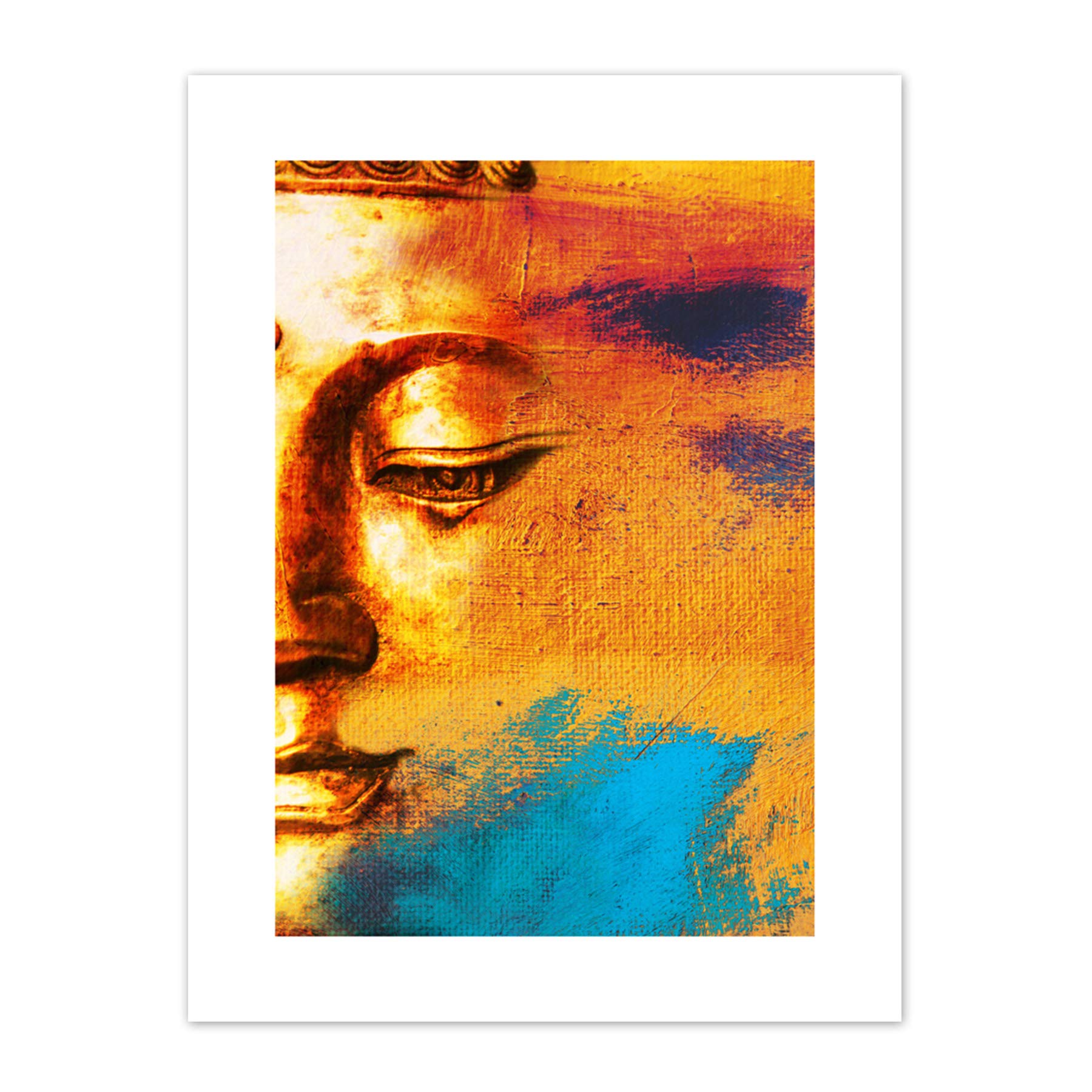 Buddha Face Gold Collage Art Print Canvas Premium Wall Decor Poster