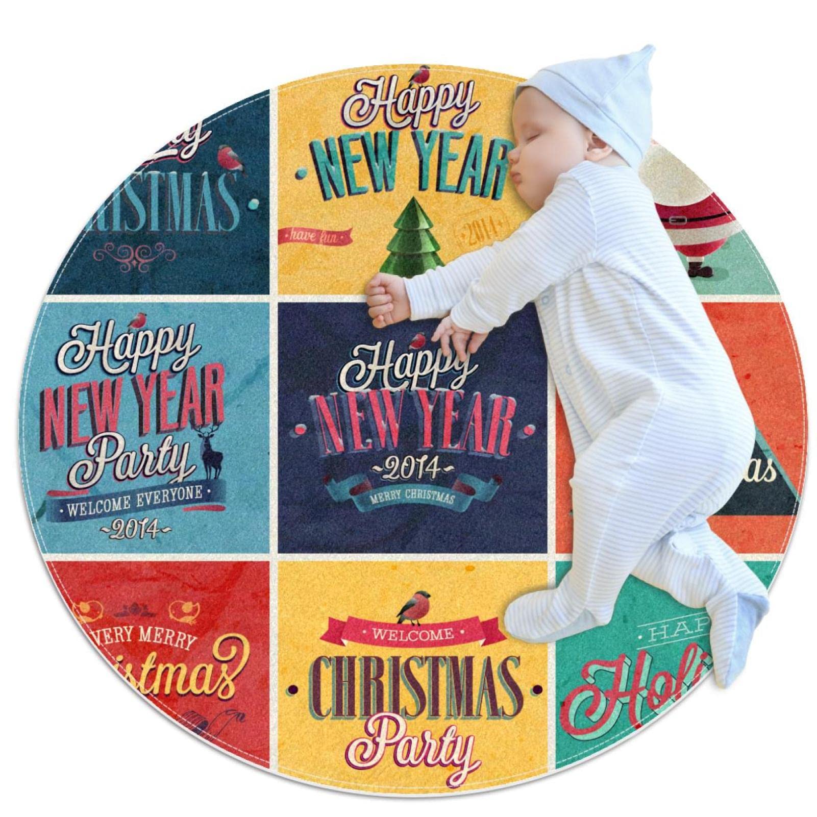 Tapis rond Noël anti-glisse 100cm : fini les sols froids et dangereux dans la chambre et le salon