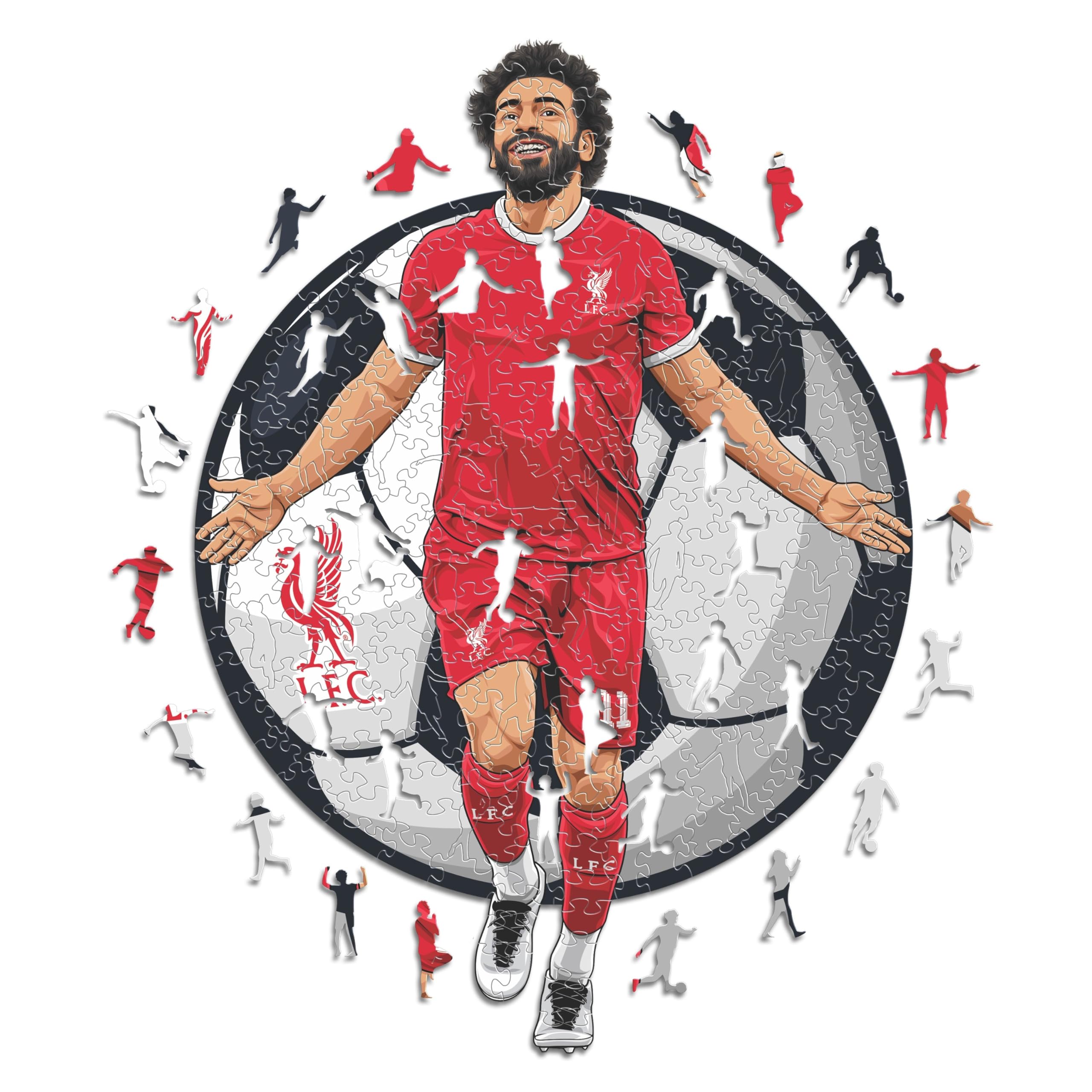 Iconic Puzzles - Mohammed Salah, Liverpool, 100% eco-sustainable wooden puzzle with official license, size S, 150 pieces, jigsaw for children and adults — image 1